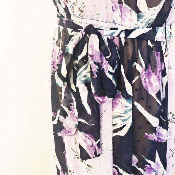 Anthropologie Foxiedox floral print off shoulder maxi dress purple Small NEW - Picture 9 of 9
